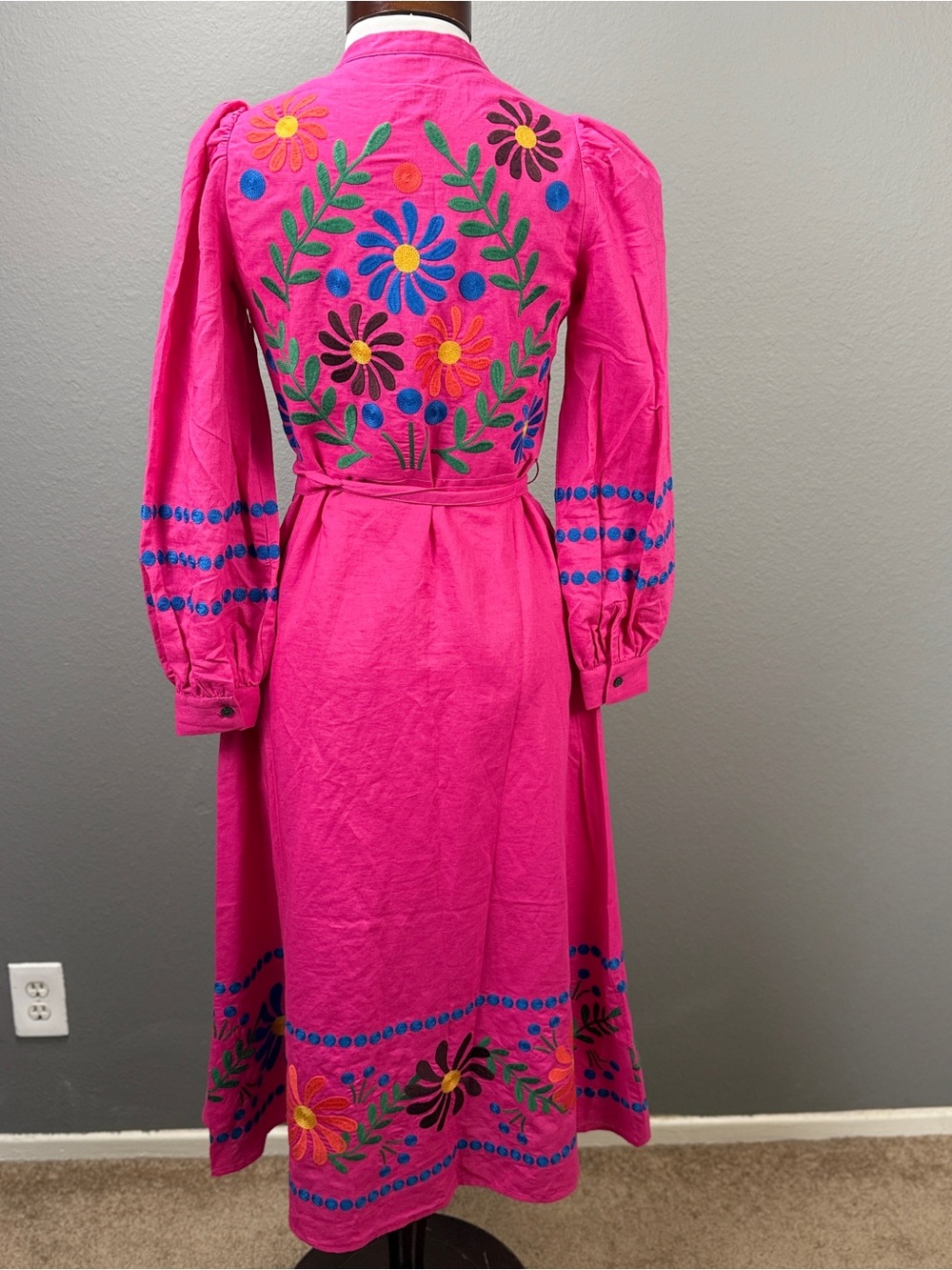 Boden NWT Pink Ava Linen Blend Floral Embroidered Dress Sz 2 Wedding Guest - Picture 6 of 14